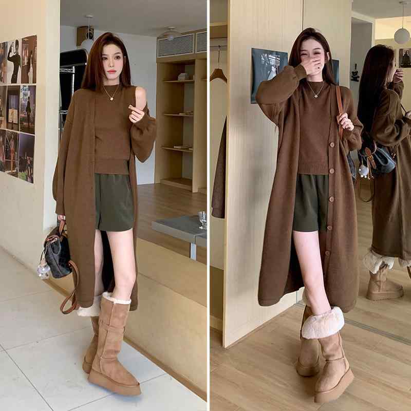 スノーブーツ レディース 厚底 裏起毛 ロングブーツ ニーハイブーツ 防滑 保温 ラウンドトゥ 秋冬 カーキ系(4)