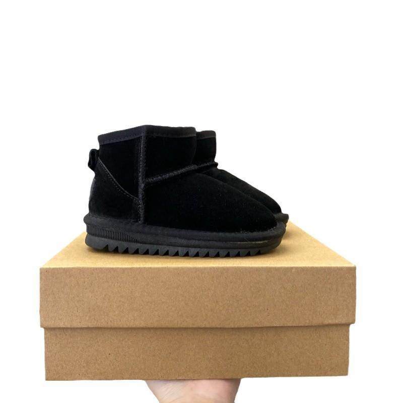 ブーツ キッズ 雪用 男女兼用 子供用 防寒 ショートブーツ 牛革 暖かい 裏起毛 黒 茶色 グレー 1歳 2歳..