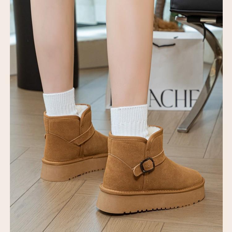 雪地靴 レディース 厚底 インヒール あったか スノーブーツ ラウンドトゥ ローカット ぺたんこ フラットヒール 防寒 滑り止め 黒 ブラック キャメル ベージュ 防水 レザー 本革 風 カジュアル 秋冬