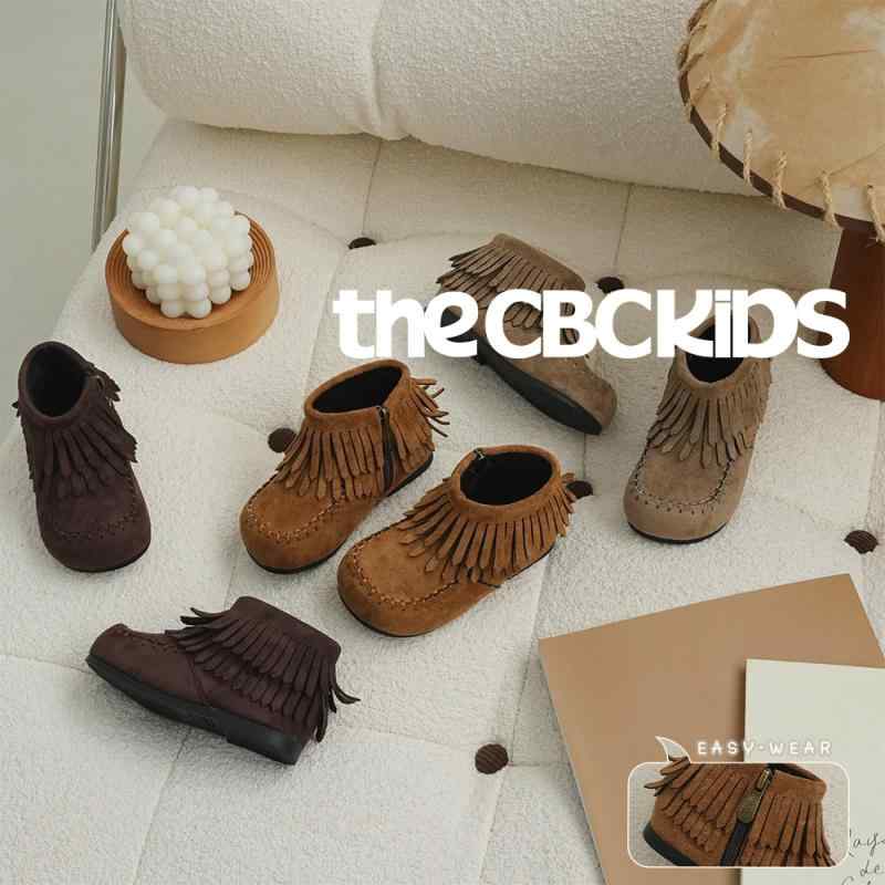 ブーツ キッズ 男女兼用 子供靴 アメリカン カウボーイ風 フリンジ付き スエード調 ショートブーツ 秋..