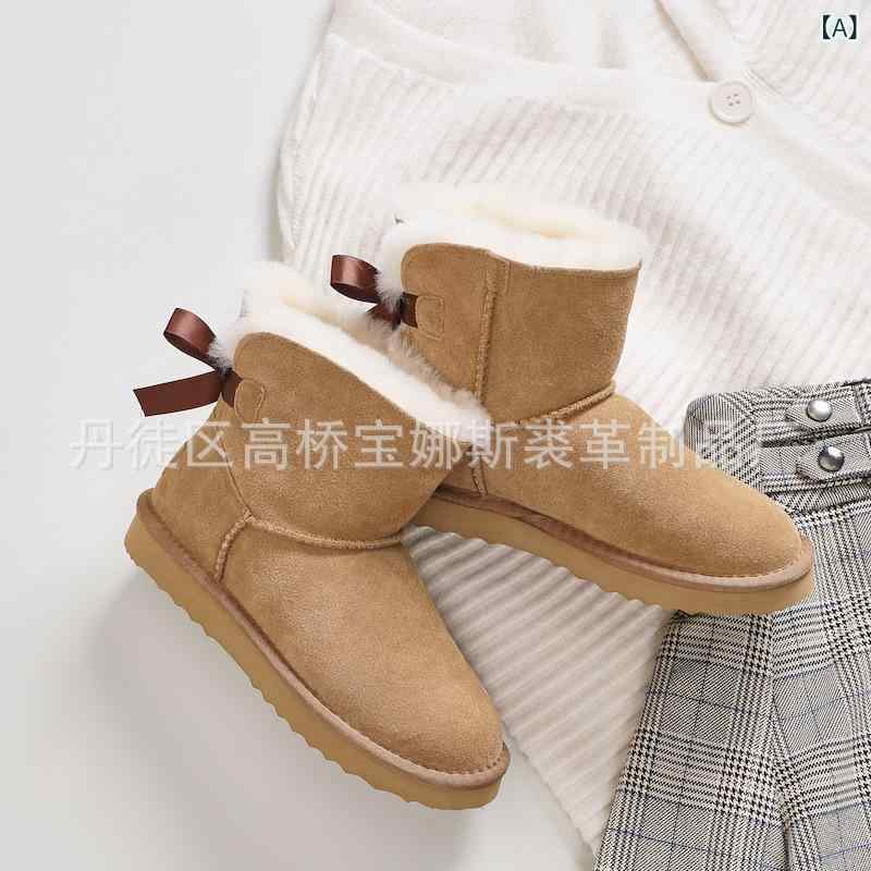 雪地靴 レディース 秋冬 防寒 スノーブーツ 羊革 シープスキン ローヒール ぺたんこ 履きやすい 歩きや..