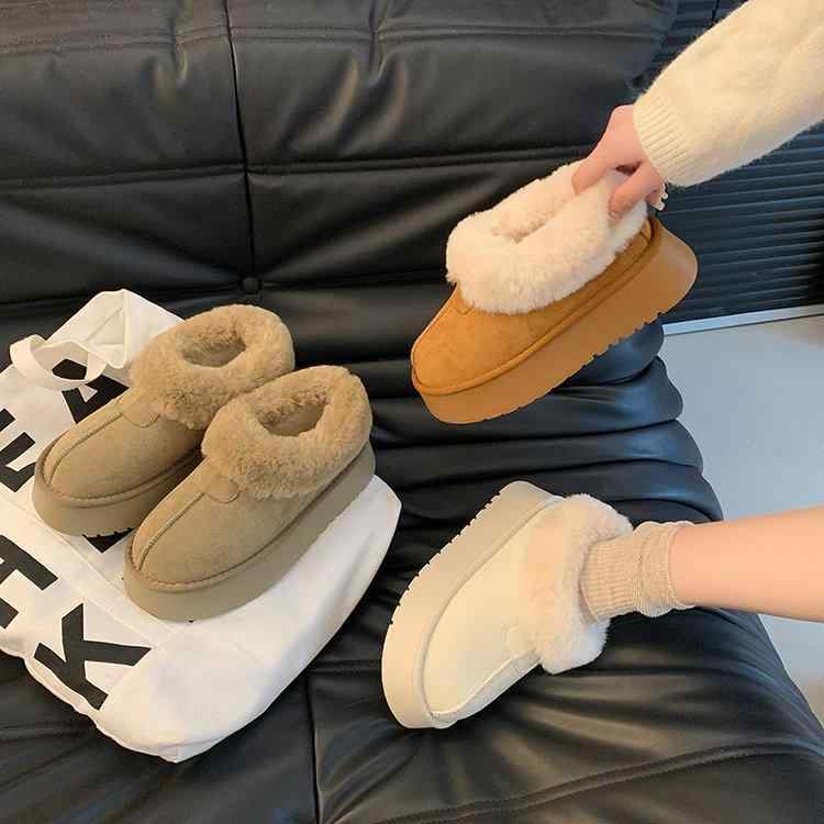 雪地ブーツ レディース 厚底 撥水 防寒 保温 ミドルブーツ スノーブーツ 裏起毛 婦人靴 秋冬 ラウンドトゥ 4cmヒール クッション性 歩きやすい 履きやすい 栗色 米白色 羚羊棕