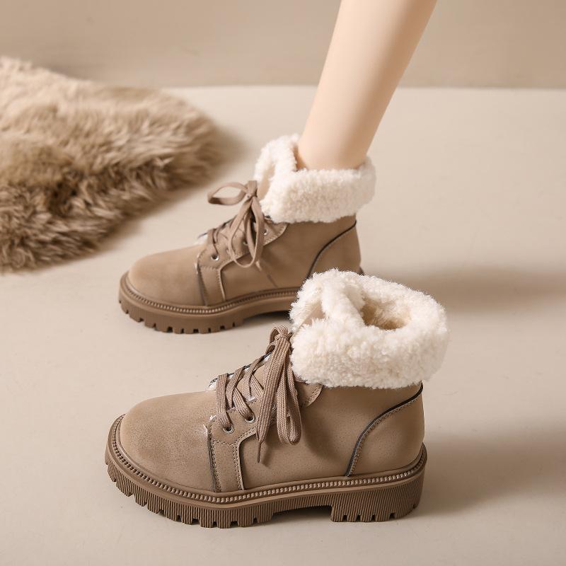 ブーツ レディース 大きいサイズ 防寒 中筒丈 雪靴 スノーブーツ カジュアル 黒 ブラック カーキ 歩きやすい 履きやすい 婦人靴