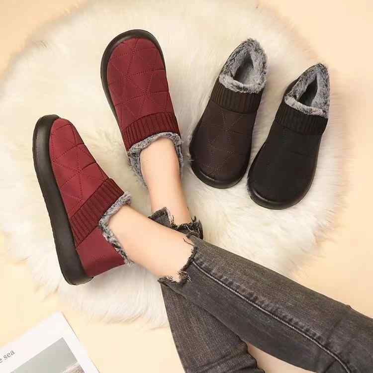 靴 レディース 婦人靴 スノーブーツ 冬 フラットヒール ラウンドトゥ スリッポン 暖かい 防寒 あったか..