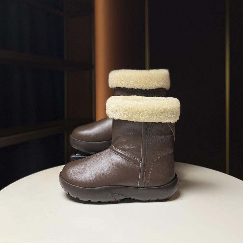 雪地ブーツ レディース 厚底 ショートブーツ 秋冬 羊毛 あったか 牛革 ラウンドトゥ スリッポン ローヒ..