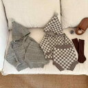 子供服 ニット セットアップ ベビー服 ニット カーディガン & パンツ 上下セット 春秋 格子柄 長袖 幼児 男の子 女の子 70 80 90 100