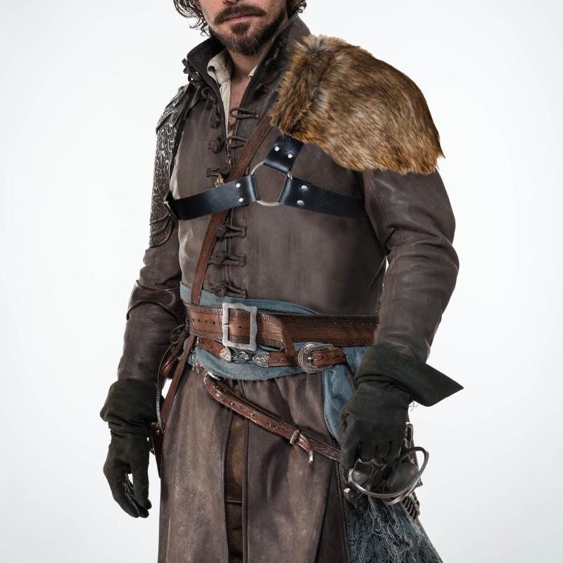 ショール メンズ 男性用 レザー ファー ケープ 中世 バイキング 鎧 肩当て マント ハロウィン コスプレ..
