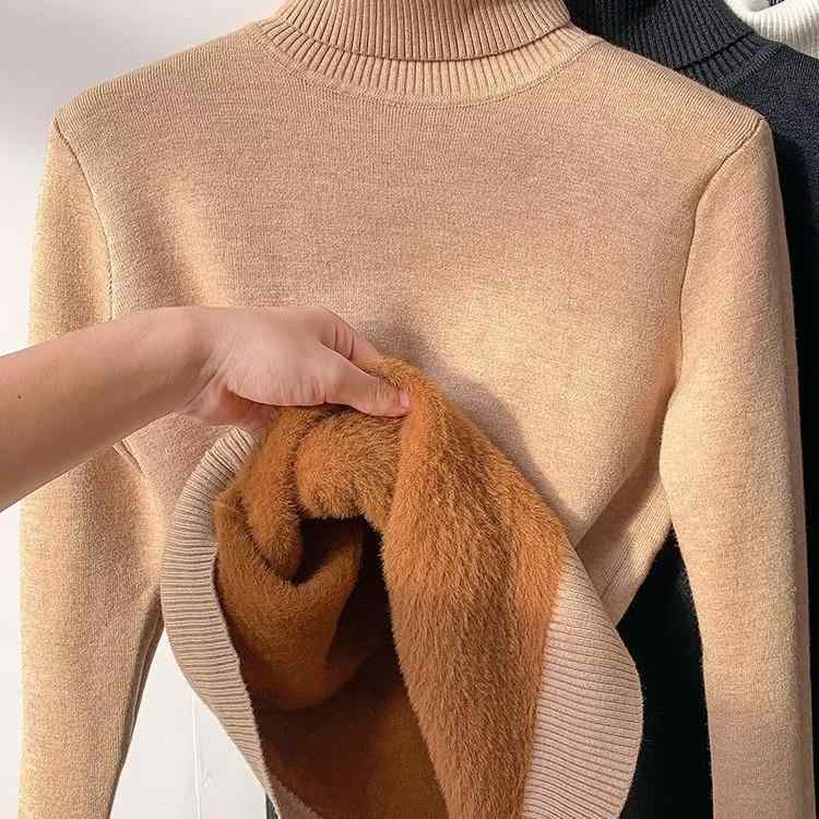 ニット レディース 裏起毛 あったか トップス ハイネック 長袖 プルオーバー カットソー 秋冬 通勤 オフィス カジュアル 無地 黒 白 ベージュ