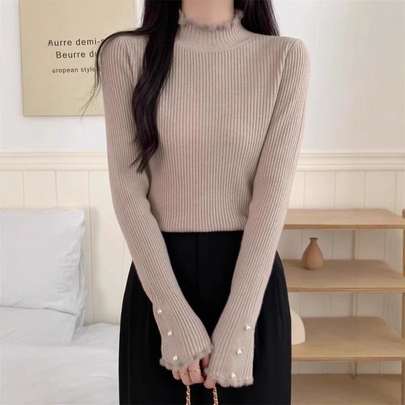 ニット レディース ニットソー プルオーバー 薄手 セーター トップス 長袖 花柄 レース 切り替え スリ..