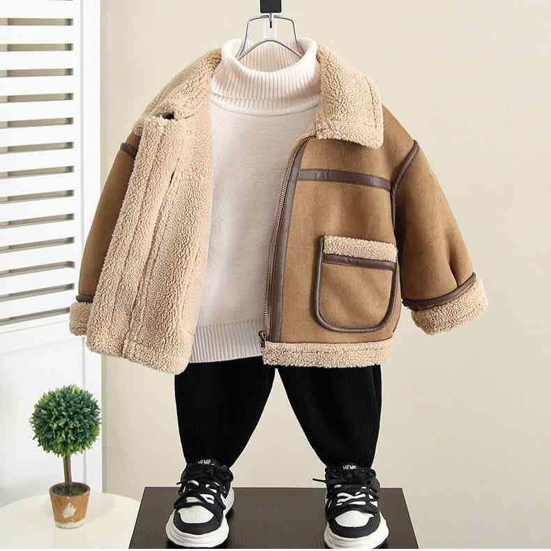 子供用コート 秋冬 中綿入り 厚手 フェイクファー 男の子 ベビー アウター 防寒 90cm 100cm 110cm 120cm 130cm 140cm ブラウン