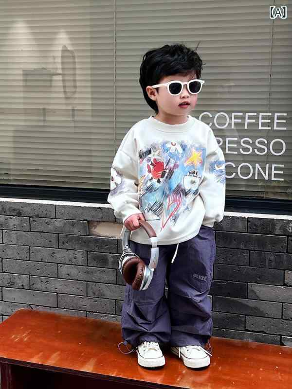 キッズ トレーナー 春秋 長袖トップス 子供服 男の子 かわいい 韓国風 おしゃれ 上着 綿100% ベージュ ..