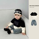 子供服 長袖Tシャツ パンツ セットアップ 男児 ベビー 上下セット 春秋 綿100% 70 80 90 100 パッチワーク カジュアル