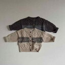 子供服ニットカーディガン 男女兼用 ベビーセーター 韓国風 春秋 長袖 コットン100% 幼児 普段着 ブラウン ベージュ系