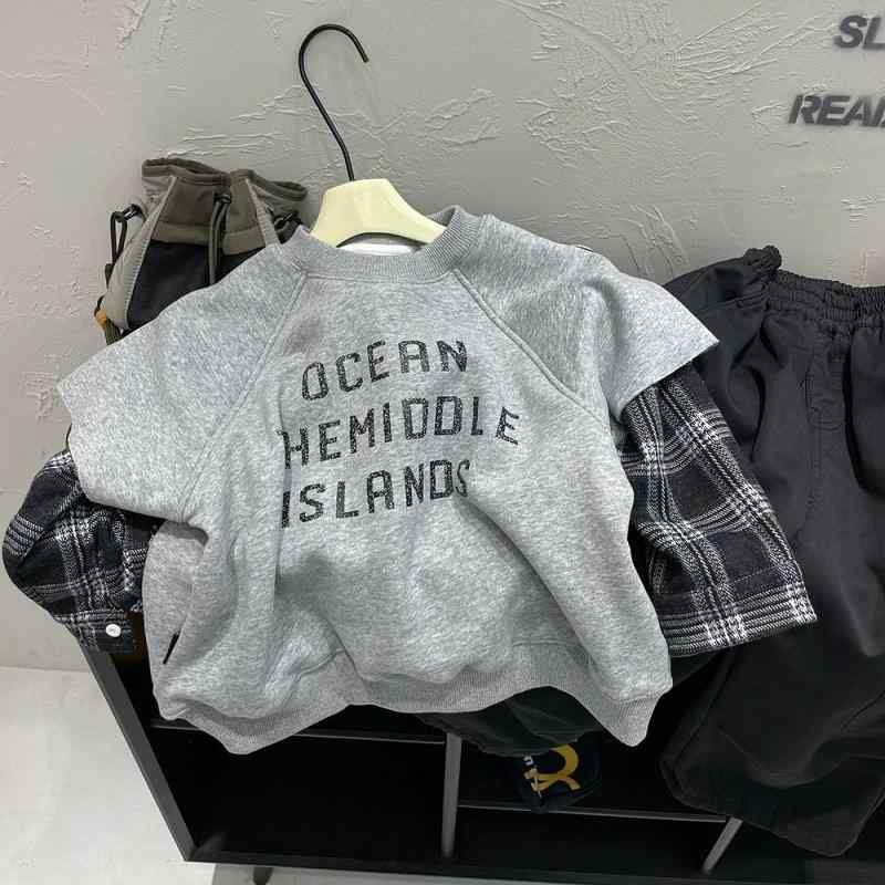 子供用スウェット キッズ 男の子 裏起毛 厚手 長袖 プルオーバー トップス 80cm 90cm 100cm 110cm 120cm 130cm 普段着 おしゃれ かわいい 冬 グレー(4)