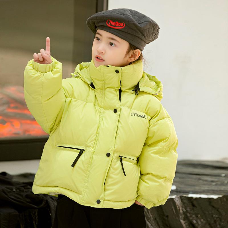 楽天Tanzan子供用ダウンジャケット 女の子 中綿入り 連帽 秋冬 防寒 普段使い アウトドア 黄緑色 黒色 ピンク系