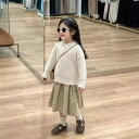 子供服 女の子用 ニットセーター & クラウン柄スカート セットアップ 春秋 2点セット コットン90% 90cm 100cm 110cm 120cm 130c...