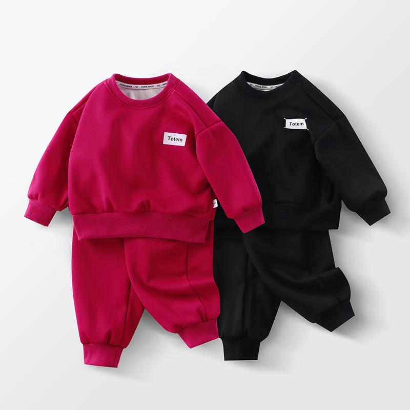 子供用スウェット セットアップ 秋冬 韓国風 長袖トップス ロングパンツ 2点セット 男の子 女の子 普段着 部屋着 スポーツウェア ポリエステル(4)