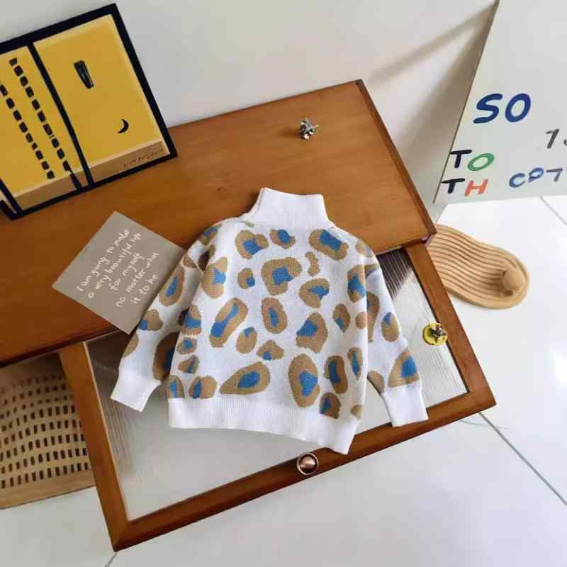 ニットセーター キッズ 女の子 子供服 ヒョウ柄 配色切り替え 春秋 冬 長袖 普段使い 幼稚園 保育園 か..