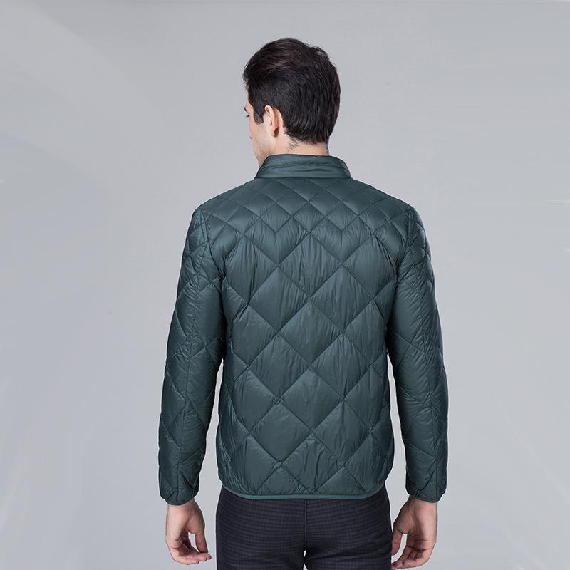 羽绒服 男性用 ライトダウン ショート丈 立襟 秋冬 防寒 撥水 中年 普段使い ポリエステル ブラック 深..