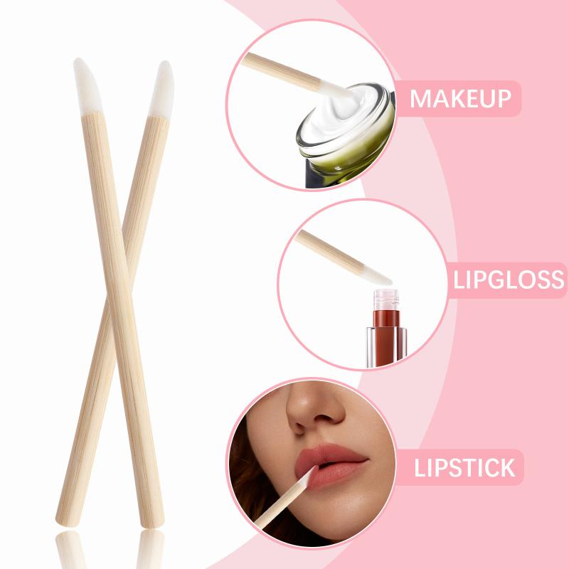 メイクブラシ 携帯用リップブラシ 50本 竹製 メイク道具 リップブラシ 清潔 衛生 持ち運び コスメ パーティー メイクアップ