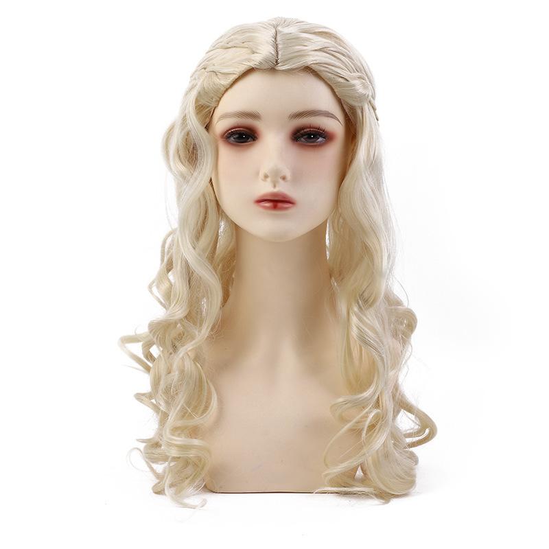 ウィッグ レディース ゴールド 金髪 ロング カール 高温耐熱 コスプレ アニメ キャラクター(4)