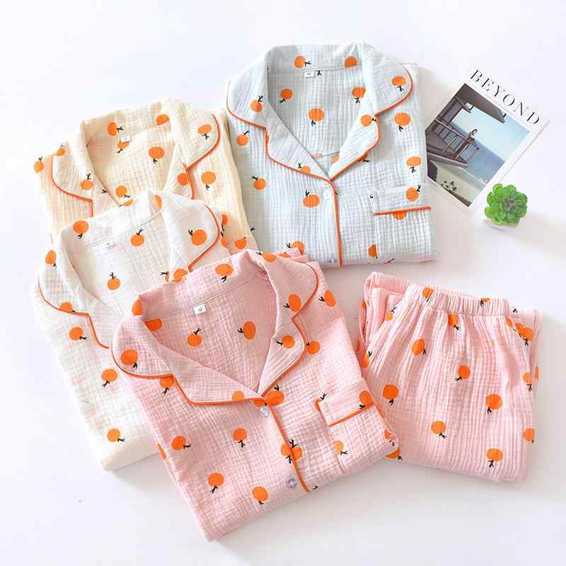 ルームウェア レディース パジャマ 上下セット ニット 綿100％ 長袖 長ズボン 楊柳 クレープ 快適 Vネック 春夏秋冬 部屋着 寝間着 リラックスウェア ホワイト ピンク系 ブルー