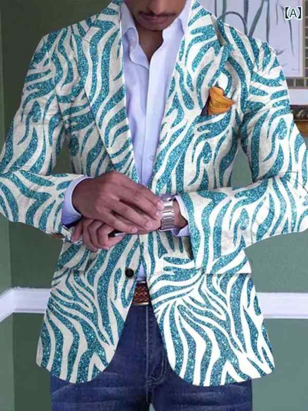 スーツ メンズ 男性用 カジュアルスーツ 配色 長袖 2つボタン テーラード ジャケット ブレザー アフリカ風 プリント柄 ゆったり ルーズフィット 色落ちしにくい S M L XL XXL XXXL