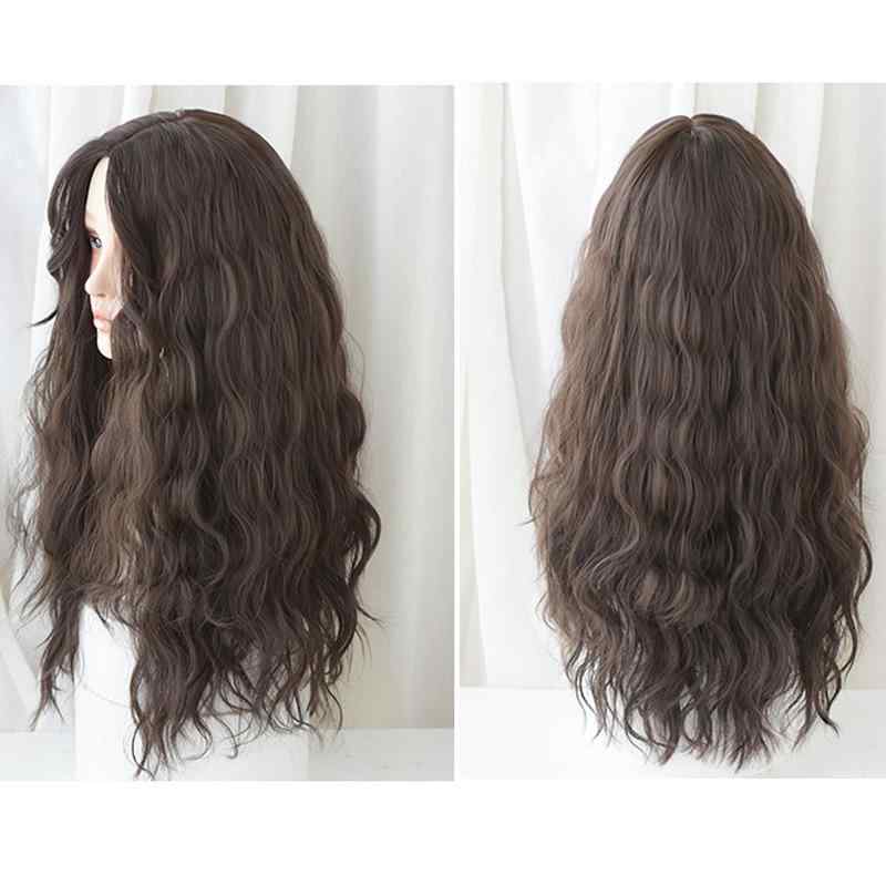 ウィッグ レディース ロングカール 外国貿易 人気 トレンド コーンウェーブ センターパート 前髪なし 人工毛 フルウィッグ アッシュピンク チョコレート ブラックティー 冷たいブラウン