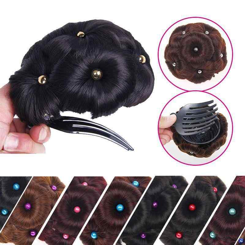 ヘアアクセサリー レディース ヘアゴム付き お団子ウィッグ ポイントウィッグ まとめ髪 簡単 自然 黒 ..