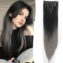 ウィッグ レディース 女性用 ロング ストレート グラデーション 7点セット ヘアエクステンション 高温耐熱ファイバー