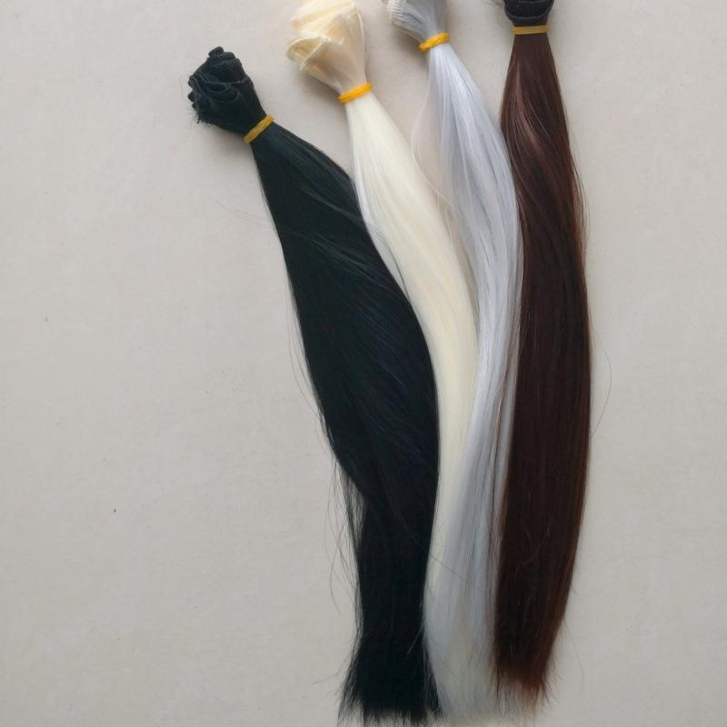 ウィッグ レディース 人形用 10mm 再生繊維 柔らかい 高温耐熱ファイバー 酒?色 ?灰色 ?金色 白色 黒色..