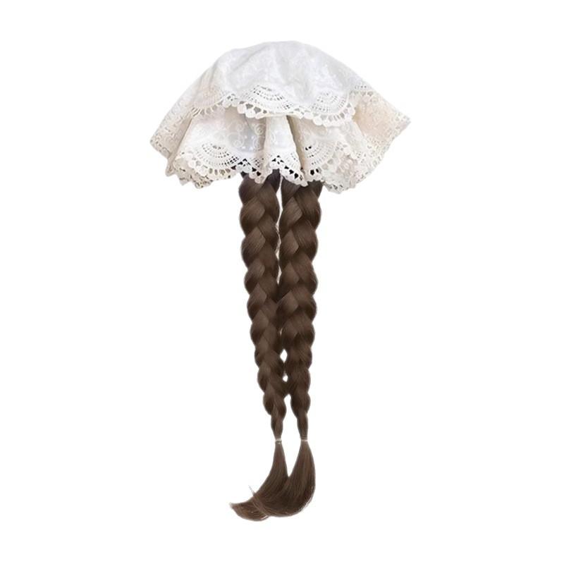 ヘアエクステンション レディース レース付き ポニーテール ウィッグ ブラウン ブラック 冷棕色 つけ毛 部分ウィッグ 編み込み ロング カール