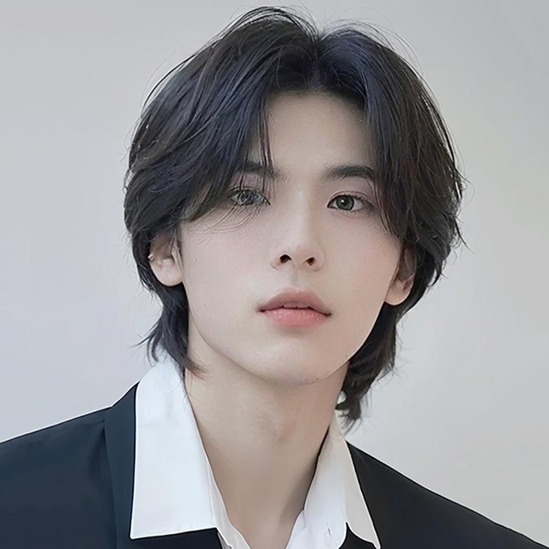 メンズウィッグ ショート 自然黒 浅棕色 深棕色 グレー 米白色 短髪 ストレート 個性的 狼尾風 鯔背ヘ..