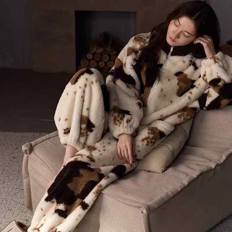 パジャマ レディース 秋冬 ルームウェア 上下セット 珊瑚フリース 厚手 暖か 快適 部屋着 寝間着 ポリエステル 花柄 M L XL XXLサイズ