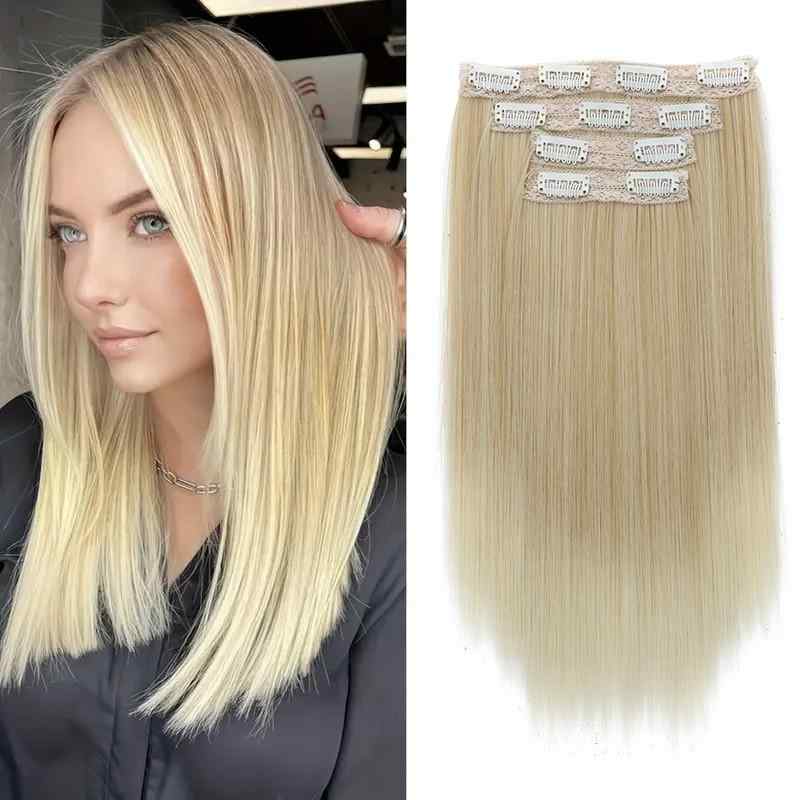 ウィッグ レディース ヘアピース ストレート ロング 高温耐熱ファイバー つけ毛 カール エクステ 4点セット 1B 4 4H27 9H24 6H613 27T...