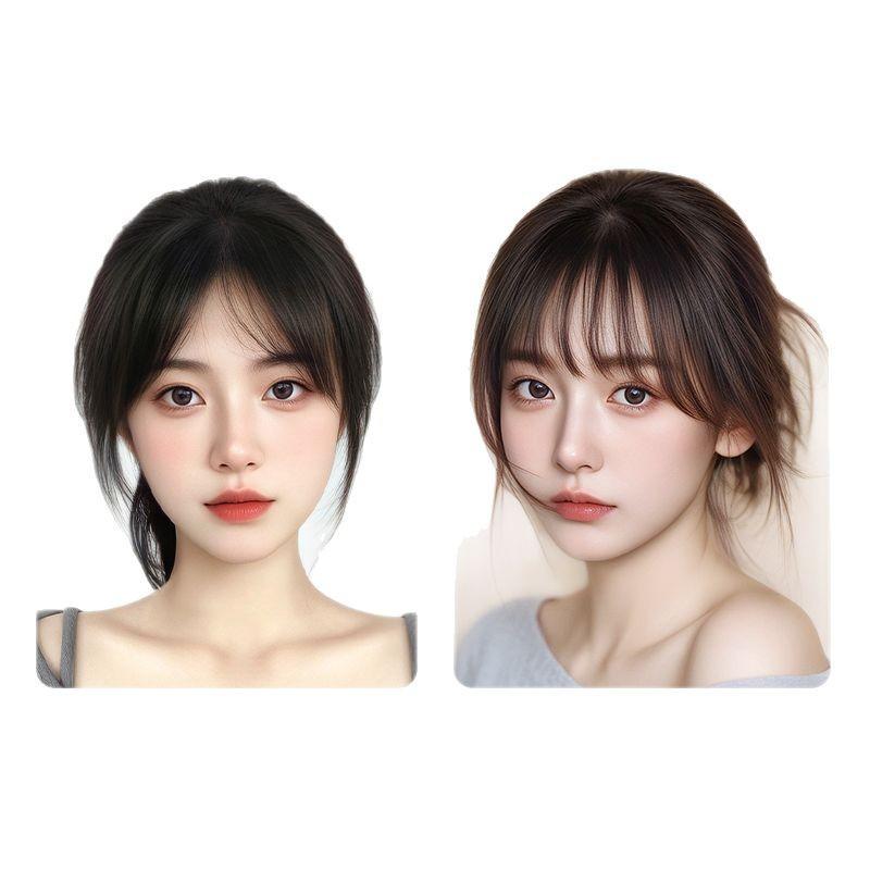 つけ毛 レディース 前髪ウィッグ 人毛100% 全手植え ぱっつん サイドあり 薄型 軽量 自然色 黒髪 茶髪 医療用 おしゃれ かわいい