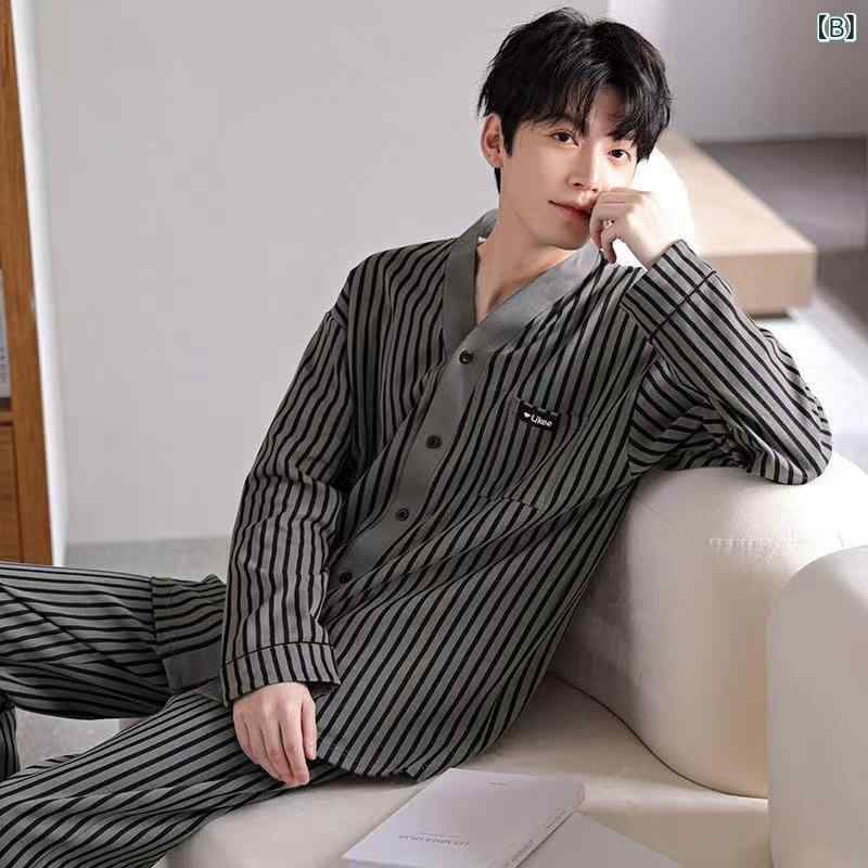 パジャマ メンズ 男性用 コットン 長袖 上下セット 秋冬 部屋着 寝間着 ルームウェア 大サイズ ゆったり 普段使い リラックス 綿混紡 3
