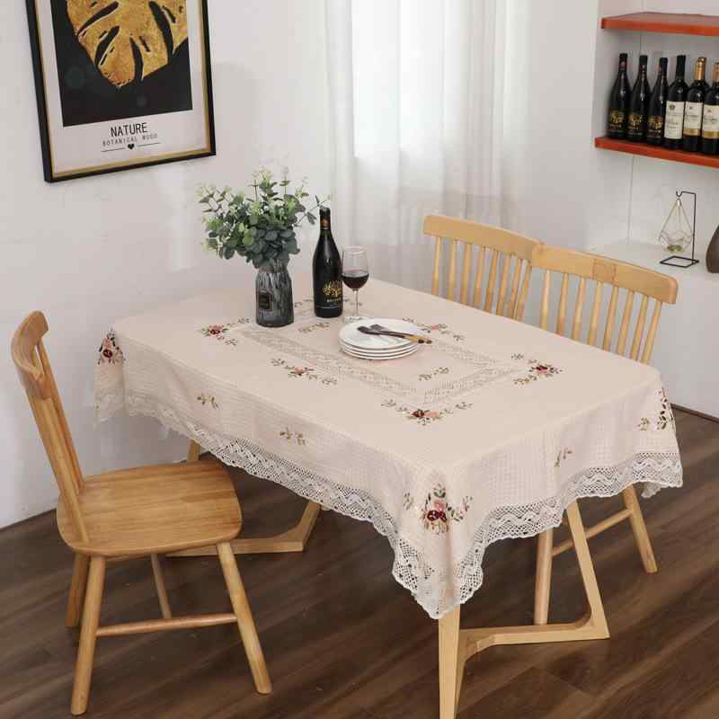 テーブルクロス レディース 撥水 防塵 テーブルマット 花柄 刺繍 ポリエステル 手作り ワッフル 格子柄..