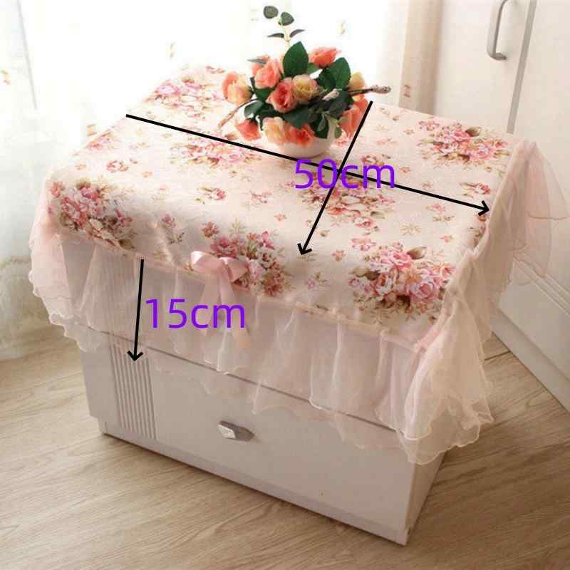 テーブルクロス ベッドサイドキャビネット カバー ポリエステル製 防塵 美化 現代風 紫色 ピンク系 コーヒー 植物柄 花柄 レース 長方形