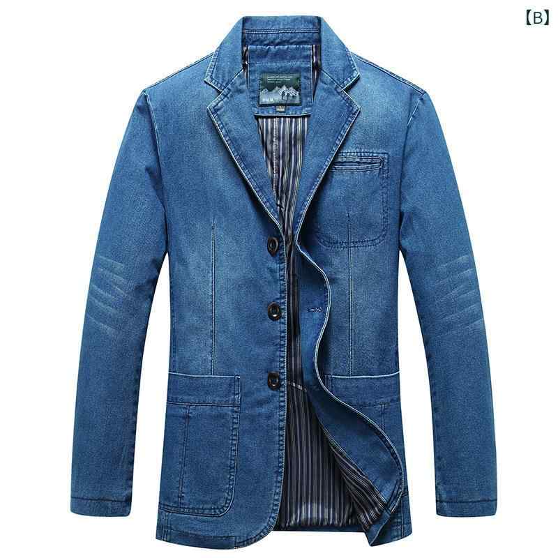 ジャケット メンズ デニム テーラードジャケット 春秋物 コットン 男性用 紳士服 カジュアル 無地 長袖 M L XL 2XL 3XL 4XL ネイビー ブルー系