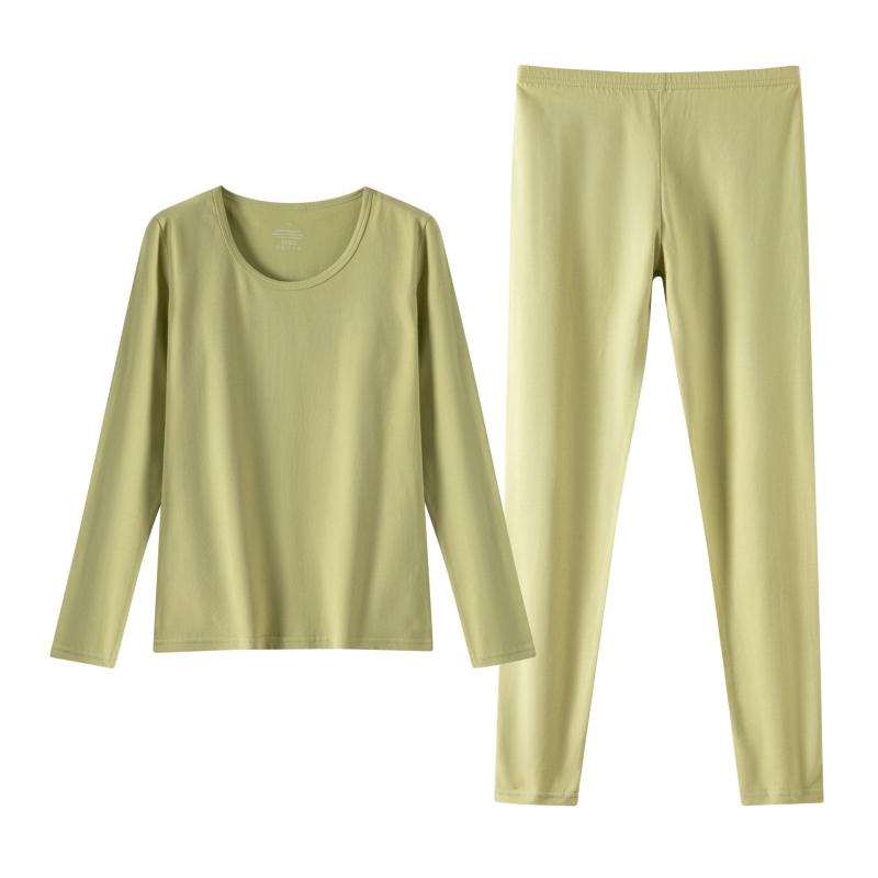 レディース インナー 上下セット 綿100% 長袖 パジャマ ルームウェア 保温 学生 薄手 春秋冬 黒 グレー ピンク パープル M L XL XXL XXXL 4XL 5XL