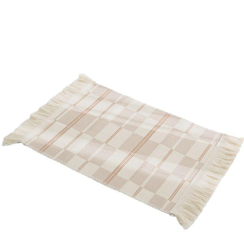 ランチョンマット コットン リネン 編み込み 吸水 速乾 格子柄 プレースマット 茶托 鍋敷き おしゃれ ..