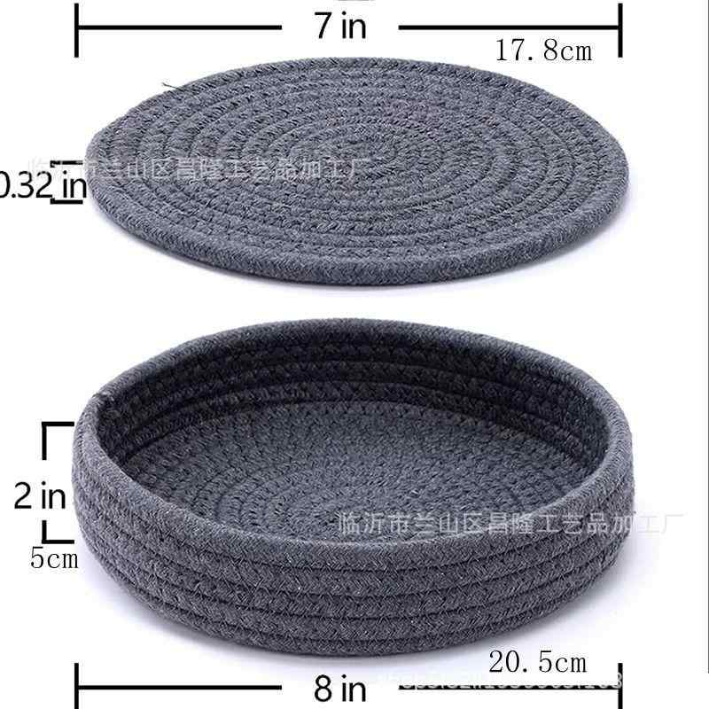 テーブルマット レディース 北欧風 綿麻 鍋敷き コースター カップ敷き プレースマット 円形 無地 厚手..