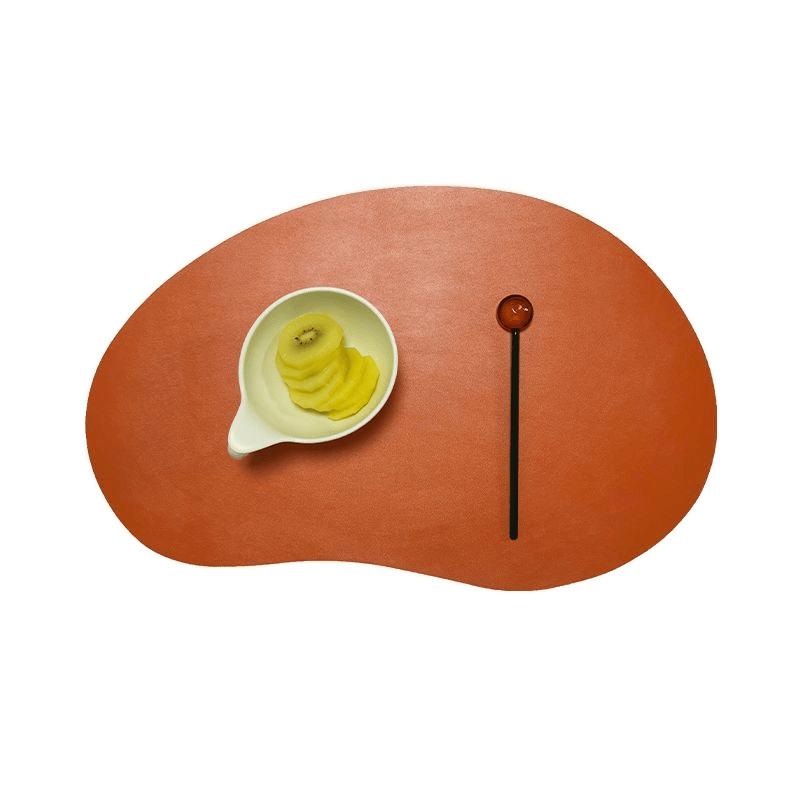 ランチョンマット 高級感 防水 防油 PUレザー テーブルマット リバーシブル 異形 ホーム レストラン デスクマット 無地 アート 32*49.5cm