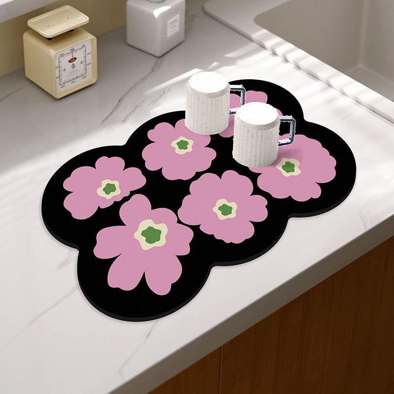 キッチンマット レディース 珪藻泥 吸水マット 滑り止め 防汚 乾燥マット ピンク系