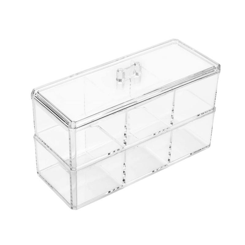 収納ケース レディース 透明 ふた付き 防塵 コスメ メイク道具 綿棒 リップ 口紅 化粧コットン 小物 整理 中サイズ 卓上 浴室