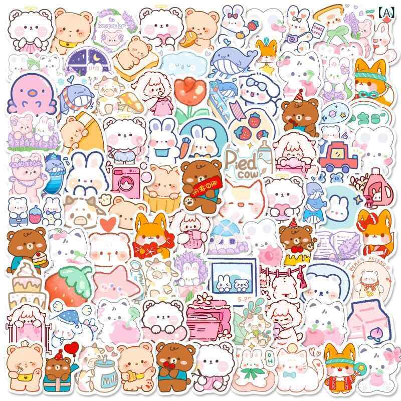 ステッカー レディース かわいい クマ アニマル 韓国風 文具 防水 デコレーション 水筒 ノートパソコン 手帳 スマホ