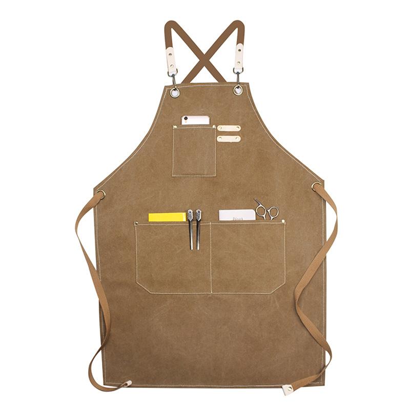 エプロン 男女兼用 厚手帆布 防水 カフェ 美容室 ワークエプロン ガーデニング DIY 料理 掃除 汚れ防止..