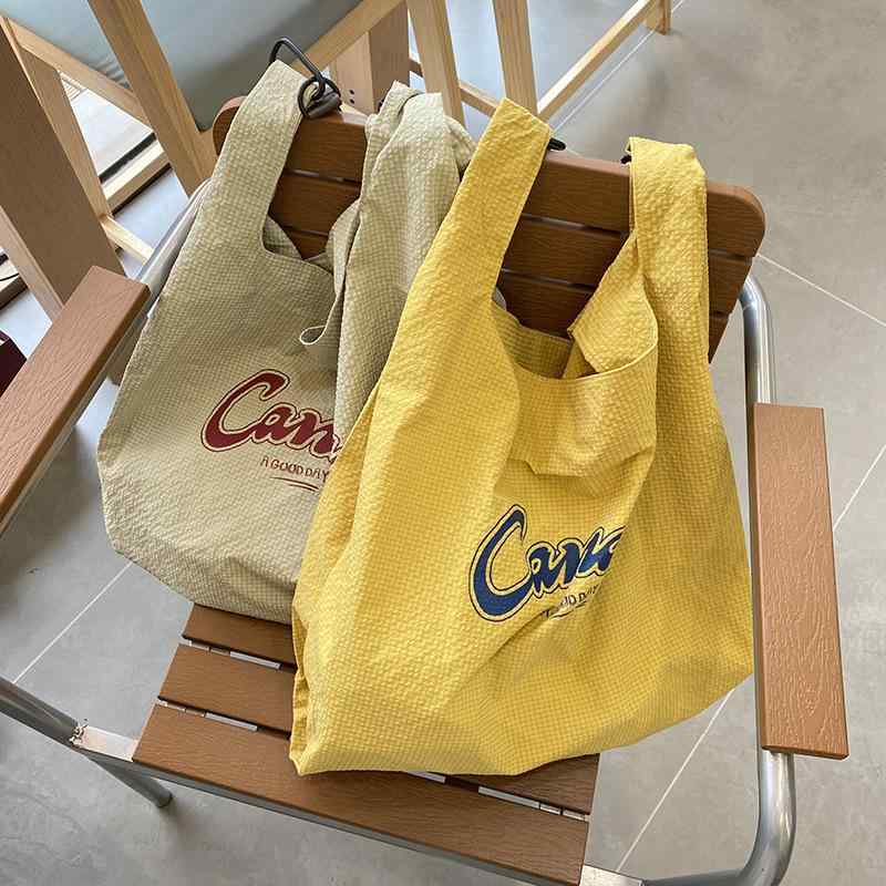 トートバッグ レディース 韓国風 大容量 ロゴプリント ポリエステル 2way ショルダーバッグ 斜めがけ 鞄 カバン 春夏 ストリート カジュアル