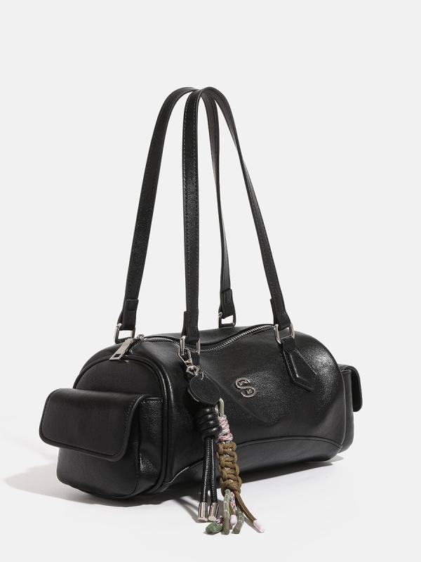 ショルダーバッグ レディース 韓国風 バゲットバッグ ボストンバッグ 枕型 編み込み タッセル PUレザー..